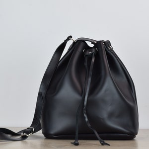 Leather Bucket bag,leather bag women,Bucket bag,Gift for her,Womens leather bag,Leather shoulder bag,Leather pouch bag,leather cross bag image 4