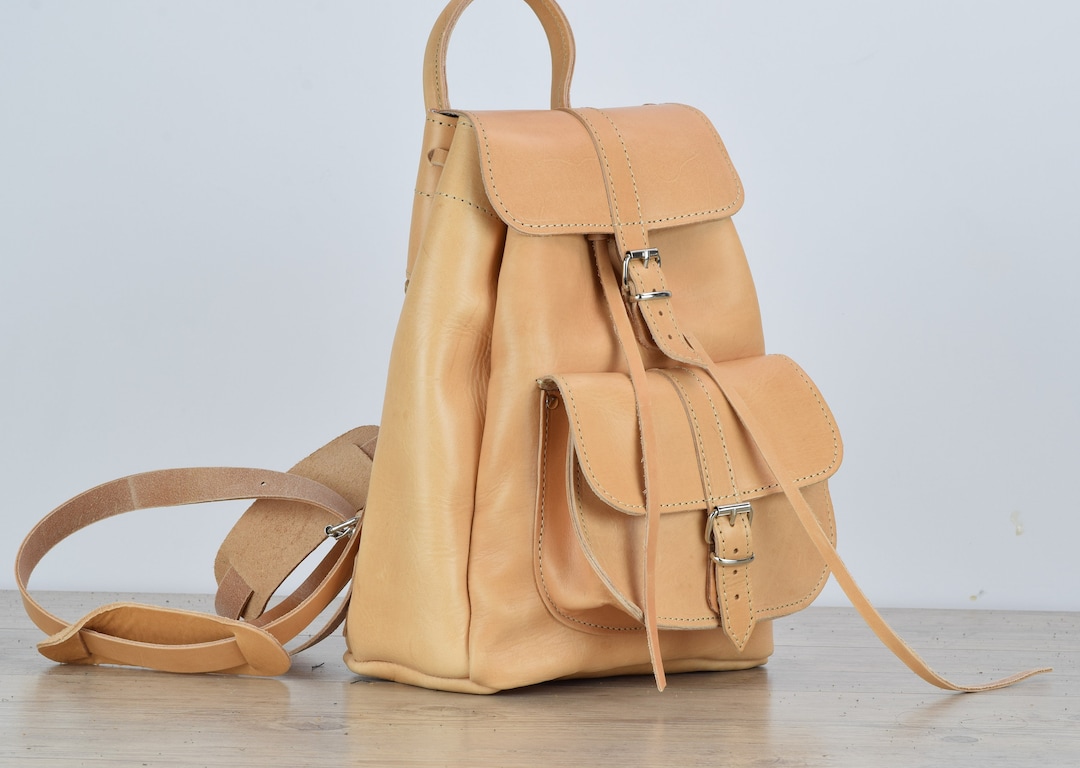Handmade Genuine Leather Small Backpack, Travel Day Bag, College Womens ...