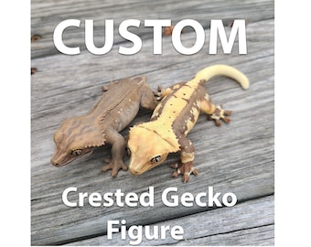 Custom Crested Gecko Lizard Figure Based on Photo - Hand Painted Resin Reptile - Tail and Tailess Option