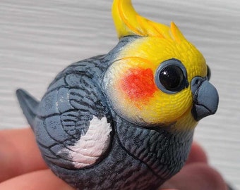 Cockatiel Borb Figure - Hand Painted Resin Bird Figure