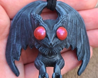 Mothman Necklace - Hand Painted Resin Cryptid Jewlery