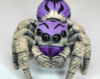 Royal Regal Jumping Spider Figure - Purple Fantasy Phidippus regius - Hand Painted Resin Spider