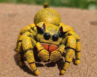 Figura de cachorro araña saltarina - Adorable criatura araña de resina pintada a mano