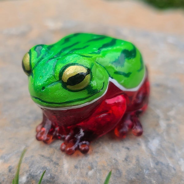 Watermelon Tree Frog Friend- Hand painted Resin Frog Figurine