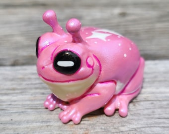 Alien Tree Frog Friend - Starlight Pink- Hand Painted Resin Frog