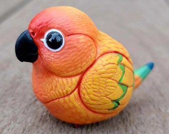 Sun Conure Borb Figure - Hand Painted Resin Parrot