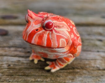 Strawberry Pineapple Pacman Frog Figure Realistic Handpainted Resin - Cute Desk Pet  Sculpture