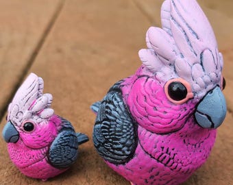 Galah Borb Figure - Rose-Breasted Cockatoo Hand Painted Resin Bird Figure