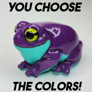 CUSTOM Frog Friend - You Pick the Colors! - Hand painted Resin Frog Figurine - Cute One of a Kind Desk Pet