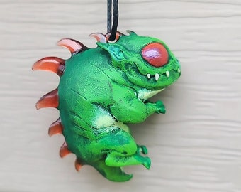 Baby Chupacabra Necklace Pendant - Resin Hand Painted Cryptid Jewlery - Multiple Colors Available