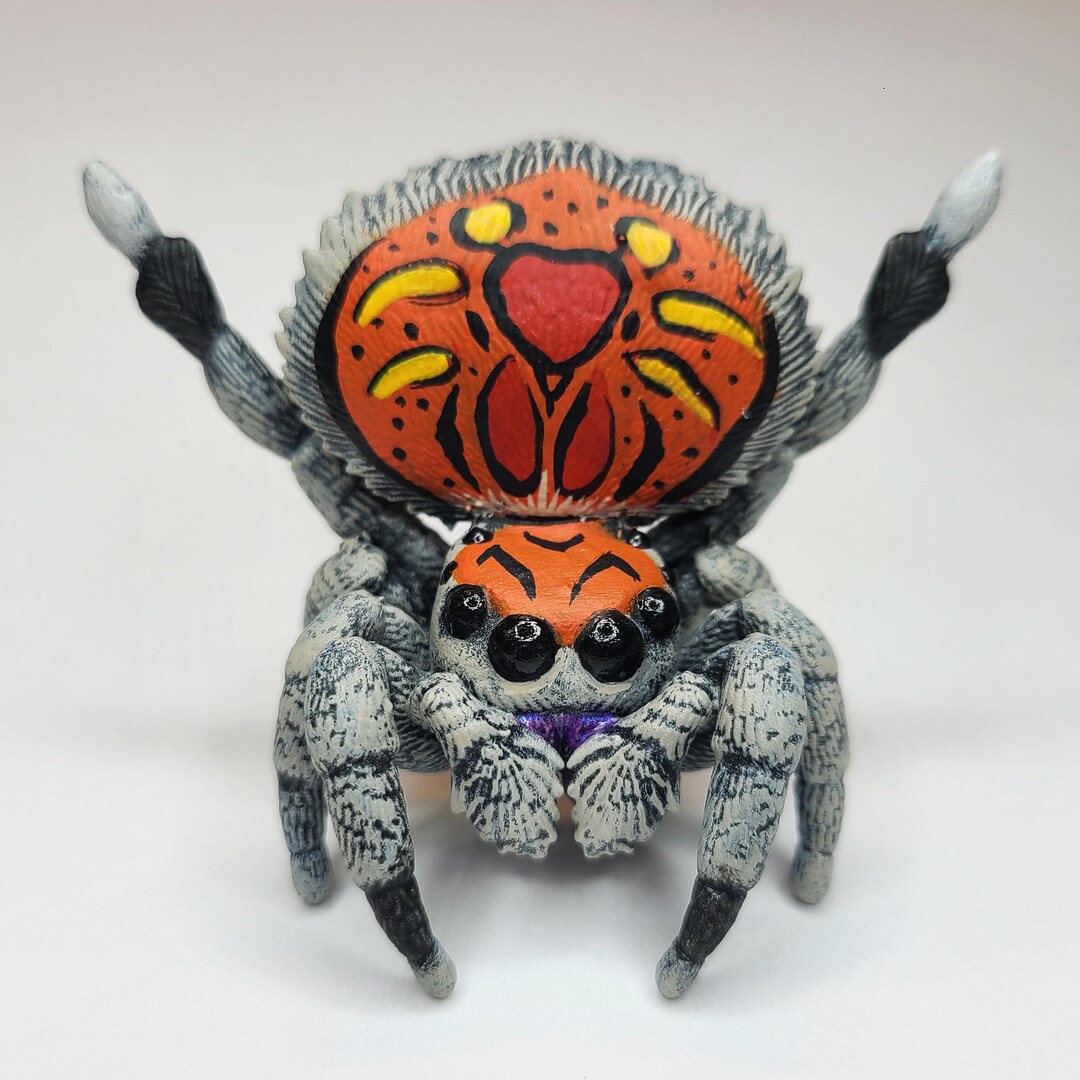 Regal Peacock Jumping Spider Figure - Fantasy Hybrid Species