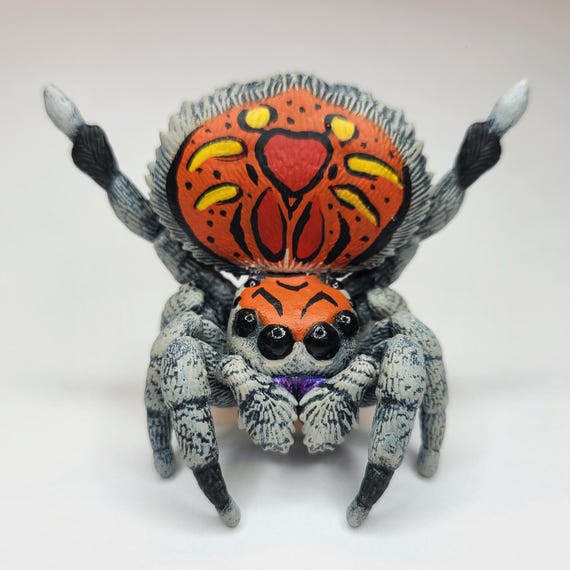 Regal Peacock Jumping Spider Figure - Fantasy Hybrid Species