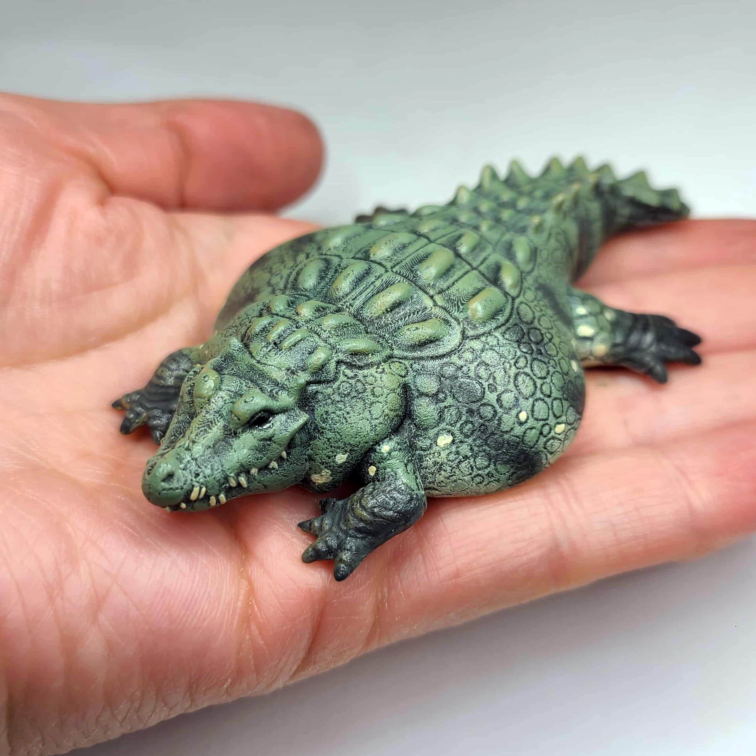 Flat Chonky Crocodile Figure - Hand Painted Resin Reptile - Etsy