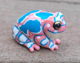 Trans Pride Flag Tree Frog Friend - Hand painted Resin Frog Figurine - Multiple Sizes