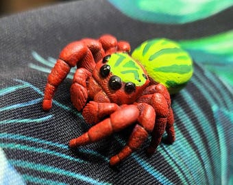 Mini Spooder - Baby Jumping Spider Figure - Iridescent Markings