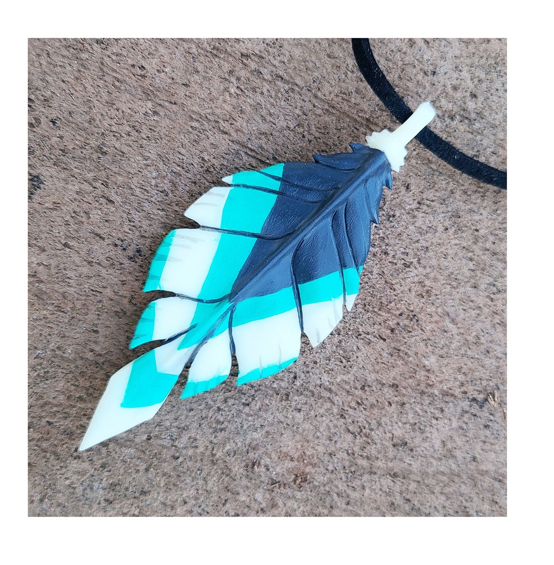 Avali Tail Feather Necklace - Hand Painted Resin Pendant - Etsy Israel