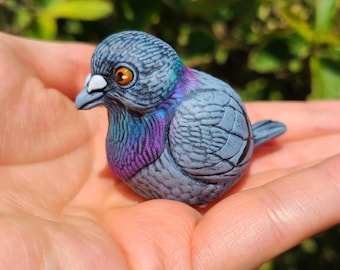 ハトの置物 - 手描き樹脂製鳥の置物