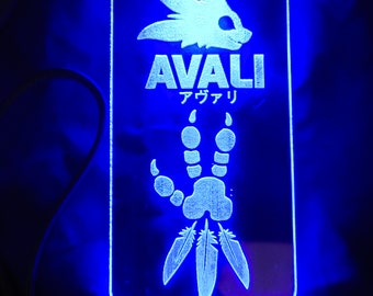 Avali Acrylic Rechargeable LED Badge - Color Changing Clear Laser Cut Furry Accessory - Custom Personalization Options Available - Version 1
