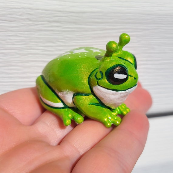 エイリアンツリーフロッグフレンド - 手描き樹脂製カエルの置物