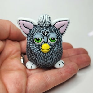 Furby Figur Handbemalter Kunstharz - Eule Furby - Retro Schreibtisch Haustier Skulptur