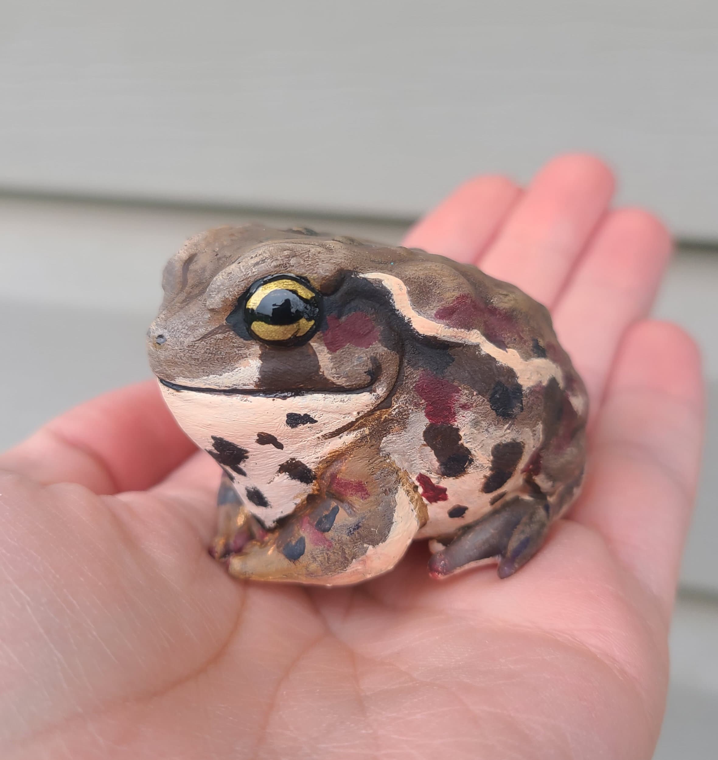 Toad Friend- Bufo Gargarizans Hand Painted Resin Toad Figurine