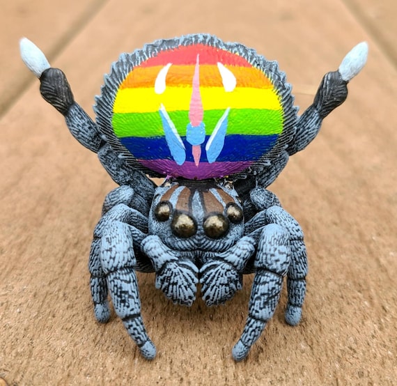 Rainbow Peacock Jumping Spider Figure - Prider - Hand Painted