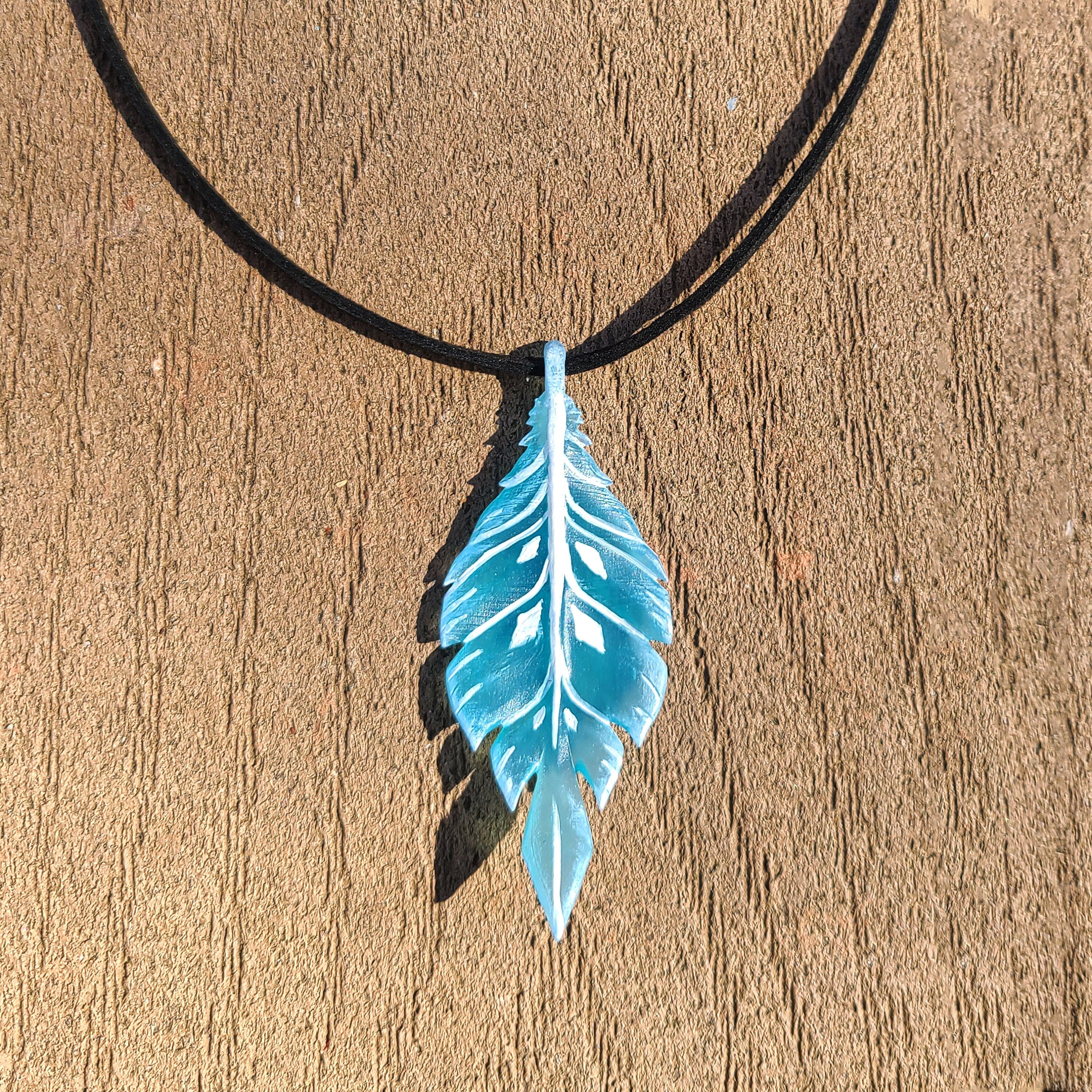 Ice Avali Tail Feather Necklace - Ice Elemental Space Birb - Hand