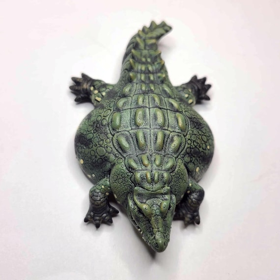 Flat Chonky Crocodile Figure - Hand Painted Resin Reptile - Etsy