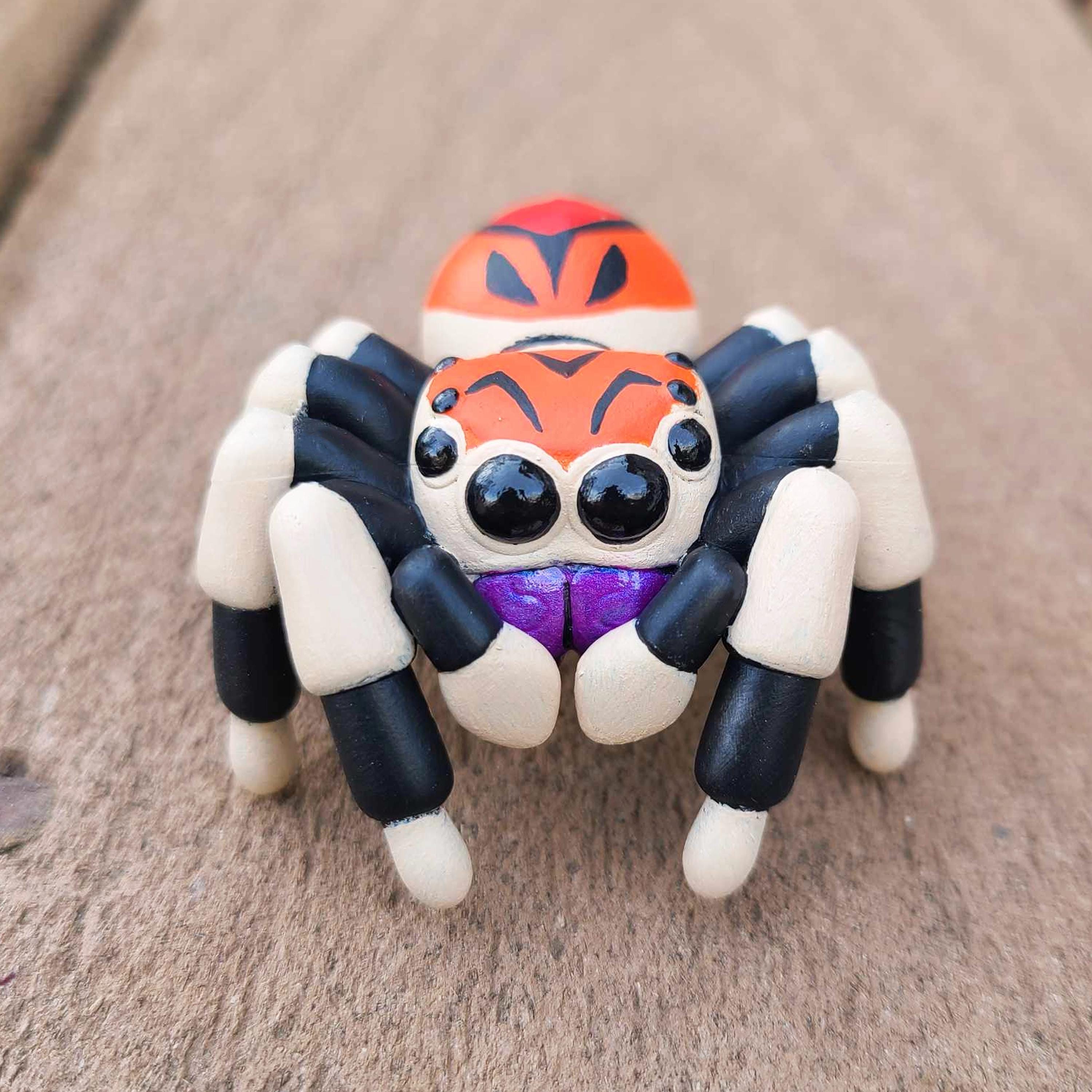 Stylized Regal Jumping Spider Figure - Multiple Color and Size