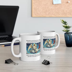 Angel talking to Devil, Perfect for Daily Inspiration, Gifts, Coffee Lovers, Office Decor, 11oz and 15oz Sizes