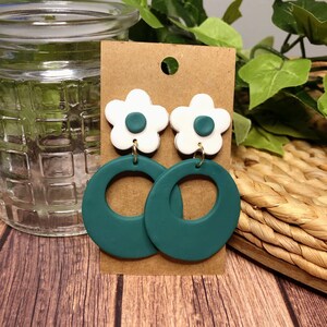 Clay Earrings | Handmade | Retro Earrings | Disco Earrings | Statement Earrings | 70s Eearrings | Green Earrings