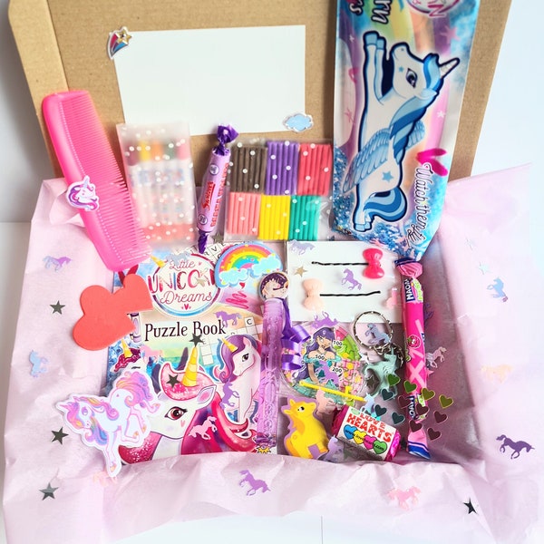 Girls Unicorn Lover Bumper Activity Gift Box Hamper, Letterbox Gift, Unicorn Hamper, Kids Activity Gift Box, Themed Party Favours