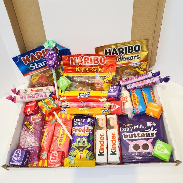 Große Auswahl Briefkasten Sweets & Chocolate Hamper, Briefkasten Geschenk, Süßer Korb, Geburtstag, Pflegepaket, Briefkasten Süßigkeiten, Süße Box Geschenke