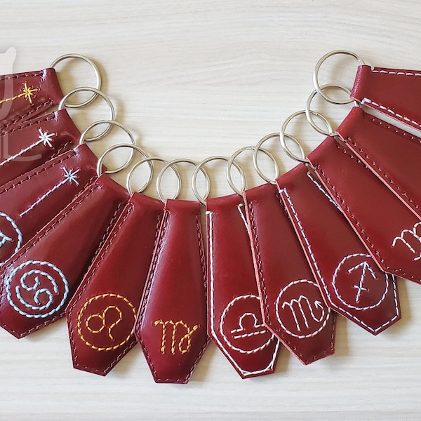 Leather Key Chain / Zodiac - Gemini / PDF Patterns with instructions