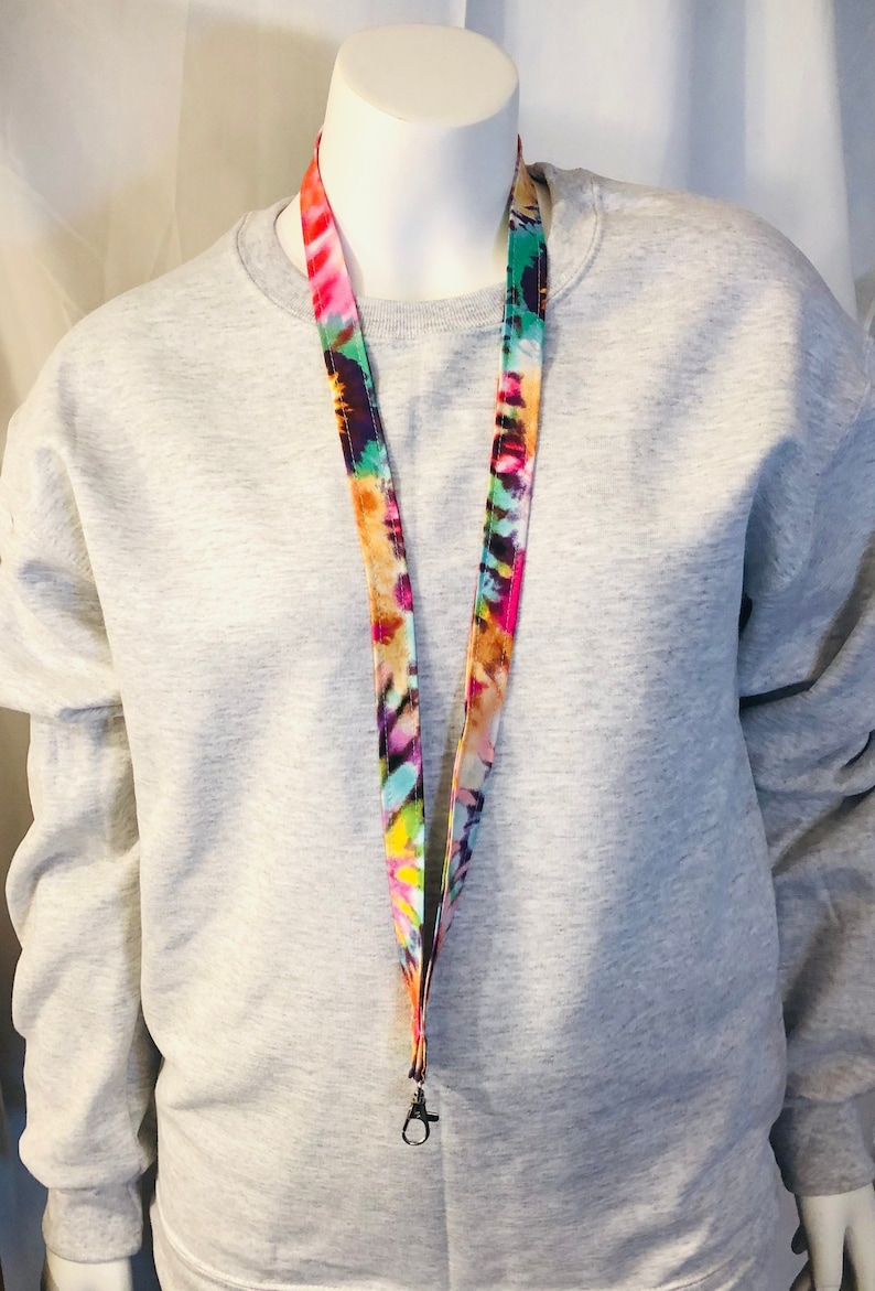 Rainbow Tie Dyed Lanyard Key Chain Face Mask Holder
