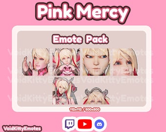 Pink Mercy emotes | cute | Overwatch | twitch | discord | youtube  | Streamer | Vtuber | Blonde |