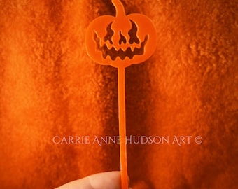 5 OR 10 PACK SWIZZLES - Hallowtiki - Summerween - Jack-o-Lantern Tiki Cocktail Halloween Stir Sticks- Drink Stirrers from Carrie Anne Hudson