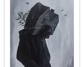 Dark Art Print - "These Haunted Thoughts" - 8x10 - Salem Inspired Fine Art Giclee Print - House of Seven Gables - by Carrie Anne Hudson