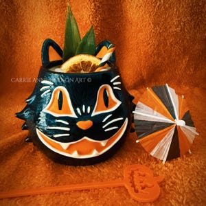 Hallowtiki Black Cat Ceramic Tiki Mug - Halloween Summerween