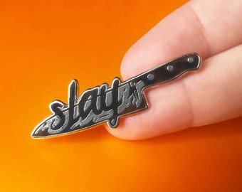 Slay Queen Horror Knife Enamel Pin - Halloween Gothic Accessories  - Carrie Anne Hudson Art