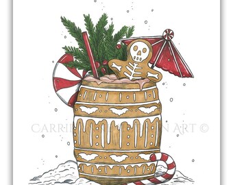 Christmas Tiki Art Prints - Hallowtiki Holiday Edition - Creepmas Gothic Seasons Screamings - Gothmas - Carrie Anne Hudson Art