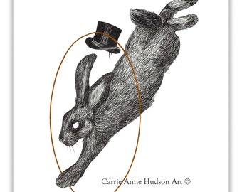 Gothic Art Print - The Art of Magic - Top Hat Rabbit 8x10 - Magic Artwork - Spooky Macabre Decor - Dark Art - by Carrie Anne Hudson