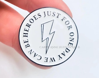 Bowie Inspired Music Lyric Enamel Pin - Alternative Rock, We can be Heroes, Bowie Bolt Gothic Accessories  - Carrie Anne Hudson Art