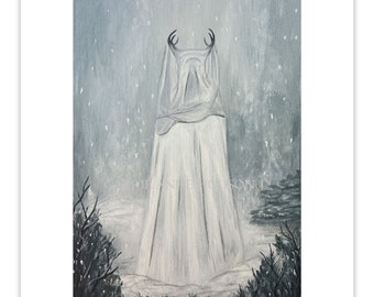 Antler Snow Queen Inspired 8x10 Fine Art Print - Gothic Home Decor - Yellowjackets-Inspired Cult Artwork  -  by Carrie Anne Hudson