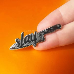 Slay Queen Horror Knife Enamel Pin - Halloween Gothic Accessories  - Carrie Anne Hudson Art