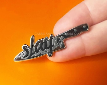 Slay Queen Horror Knife Enamel Pin - Halloween Gothic Accessories  - Carrie Anne Hudson Art