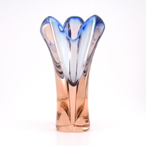 Czech Art Glass factory Skrdlovice, vase designed by E. Beranek, Czechoslovakia 60s, SKLO