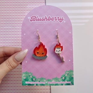Campfire & Burning Marshmallow Dangle Earrings • Lightweight, Comfortable, Hypoallergenic, Acrylic