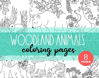 Woodland Coloring Etsy