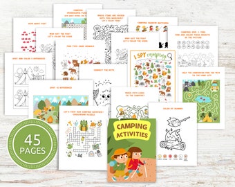 Camping Activities and Games For Kids, Camping Coloring Pages, Camping Word Search, I Spy Camping, Camping Mazes, Camping Worksheets